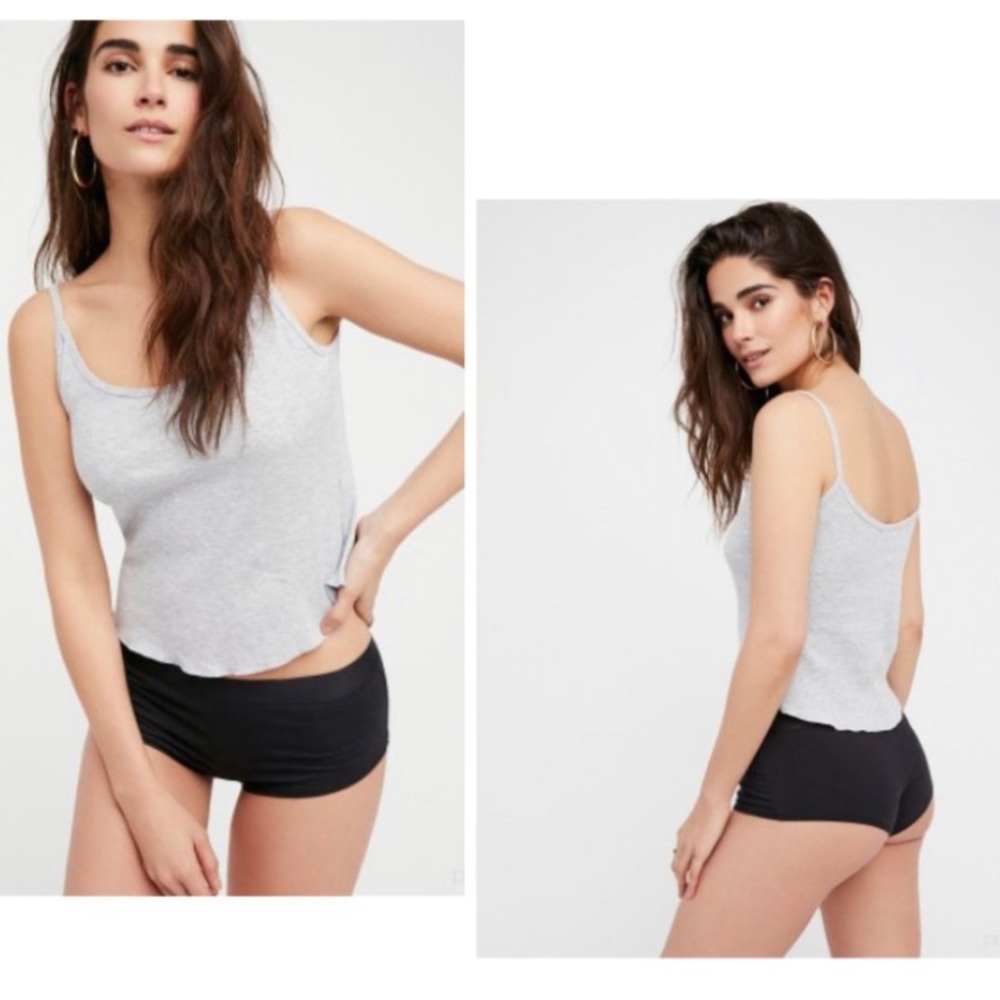 Free People Pale grey ribbed tank